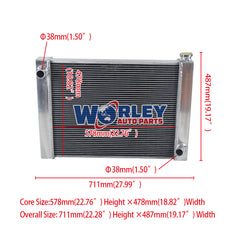 Wolrey Aluminum Radiator Fits Chevy GM SBC BBC Universal 23"x19"