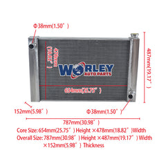 Wolrey Aluminum Radiator Fits Chevy GM SBC BBC V8 Engine Universal 25.8"x18" Core