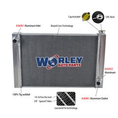 5Wolrey Aluminum Radiator Fits Chevy GM SBC BBC V8 Engine Universal 25.8"x18" Core