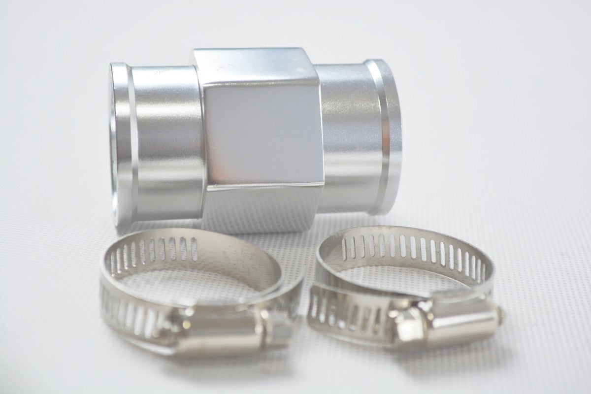 Worley 38mm 1.5" Aluminum Water Temp Temperature Joint Pipe Sensor Gauge Radiator Hose Adapter With 2 Clamps