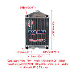 1Wolrey Aluminum Radiator Fit Ford 2N/8N/9N Tractor W/flathead V8 Engine
