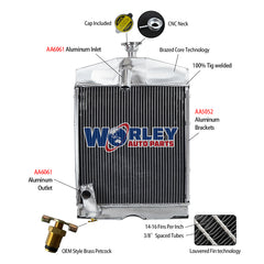 Wolrey Aluminum Radiator Fit Massey Ferguson TE20 TEA20 TO20 TO30 TO35 135 35 B180291M1