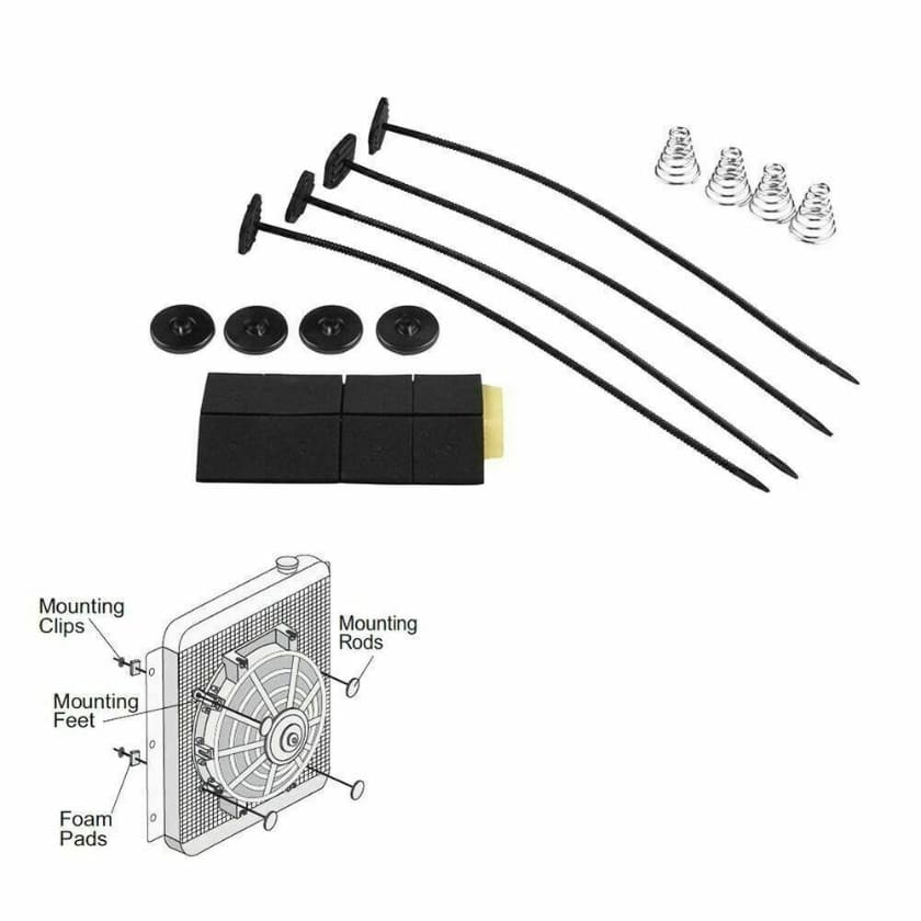 Worley Universal Electric Radiator Fan Tie Strap Mounting Kit Zip Ties Straps Tabs Spring