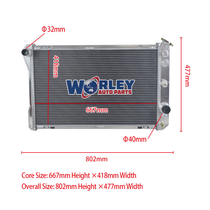 Wolrey Aluminum Radiator Fits 1982-1992 Pontiac Firebird/Trans Am/Chevy Camaro