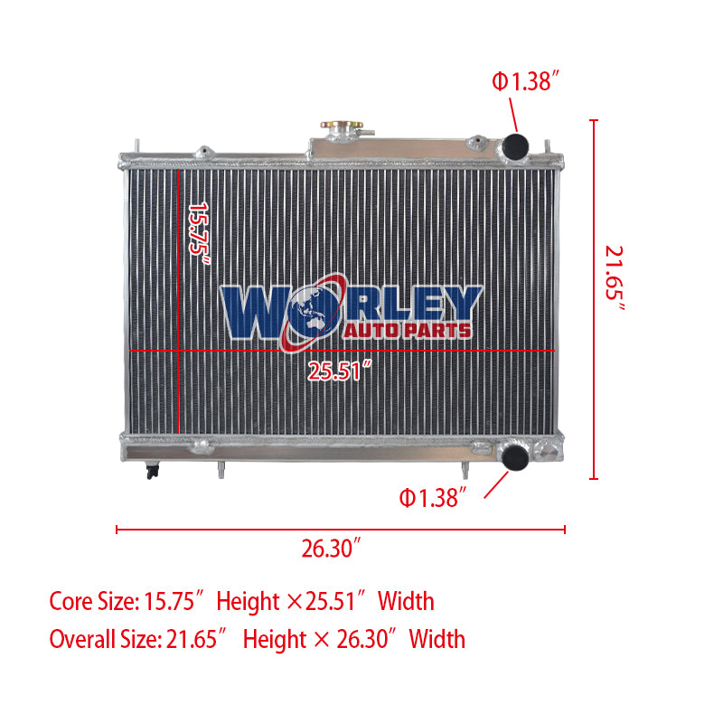 Wolrey Aluminum Radiator Fits NISSAN SKYLINE R33 R34 GTR GTS-T GTST RB25DET Manual MT