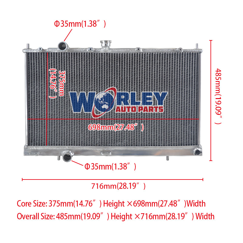 Wolrey Aluminum Radiator Fits 1996-2000 Mitsubishi Lancer EVO 4 5 6 EVO4 EVO5 MT TURBO