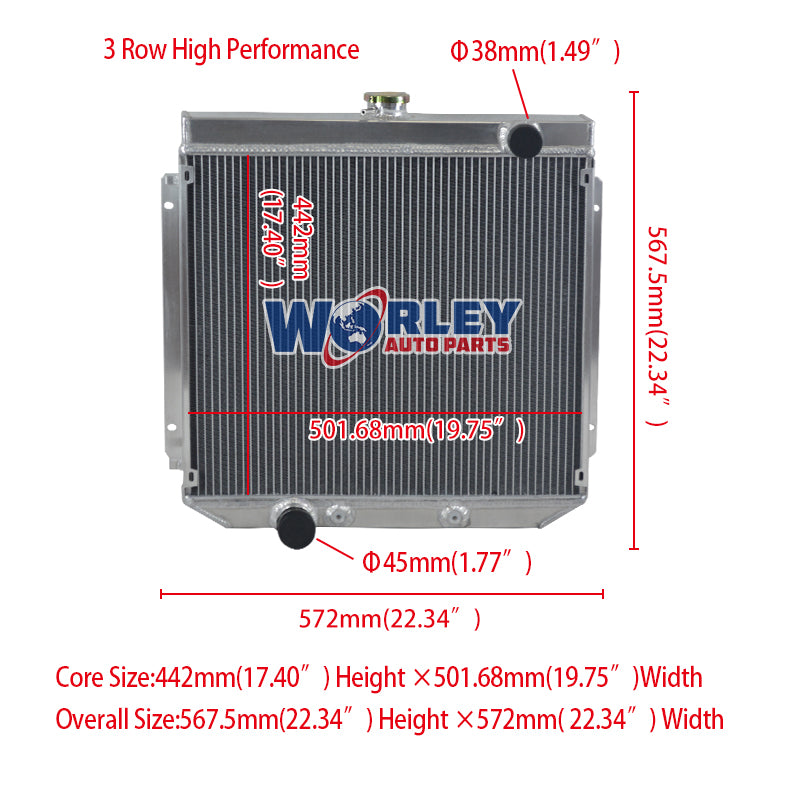 Wolrey Aluminum Radiator Fits Ford XY XW 302 GS GT 351 cleveland