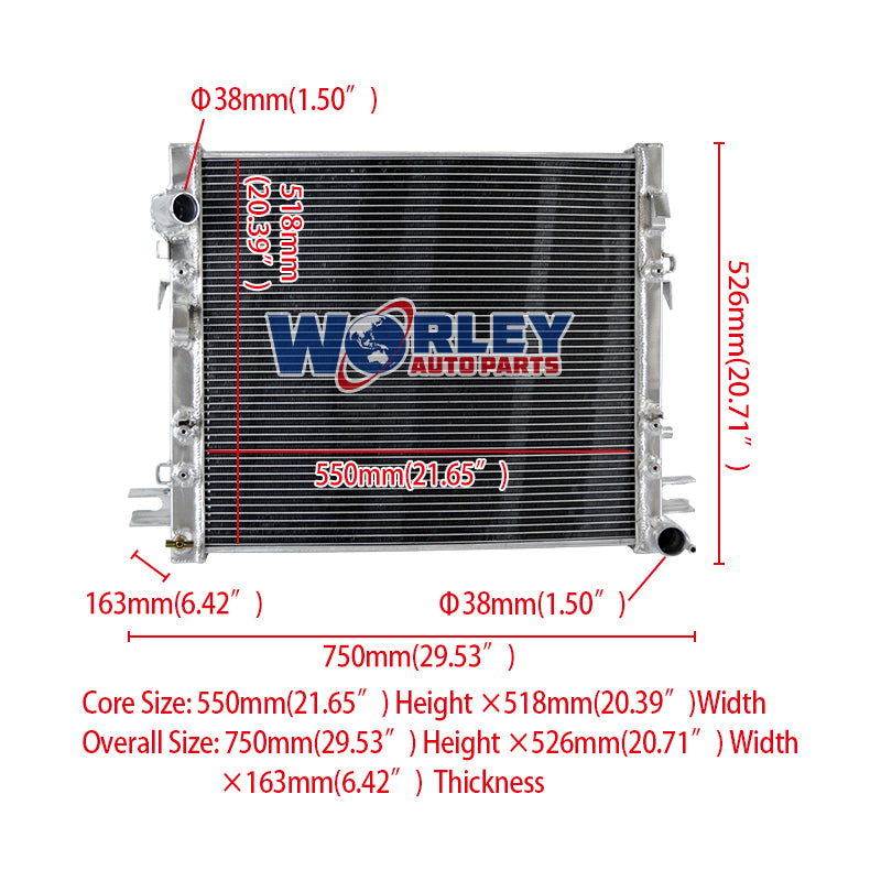 Wolrey Aluminum Radiator Fits JEEP WRANGLER JK 2.8L Turbo Diesel Auto Manual 2007-On 2008 2009 2010 2011 2012 2013 2014