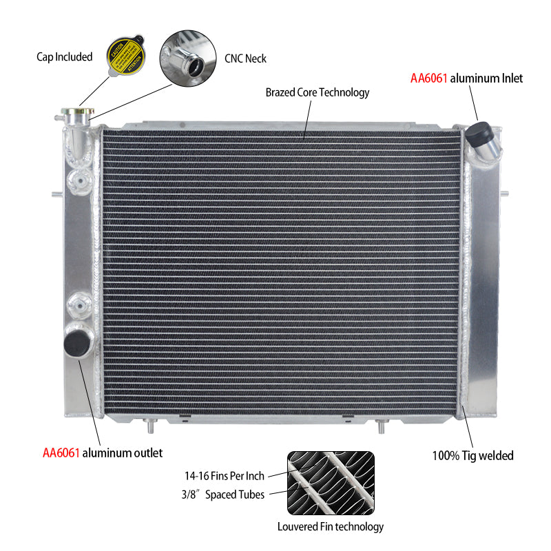 Wolrey Aluminum Radiator Fits Holden Commodore VB VC VH VK V8 1978 - 1986 1979 1980 1981 AT aluminum radiator