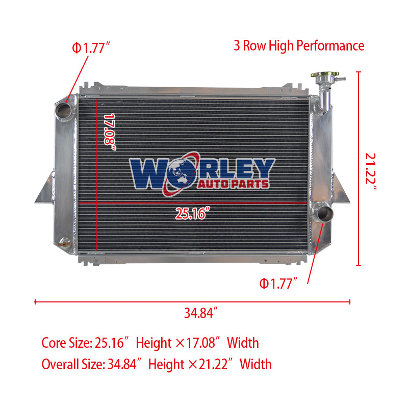 Wolrey Aluminum Radiator Fits Nissan Patrol 2.8L MQ Petrol 1980-1987 Manual 1981 1982 1983 1984 1985 1986