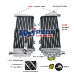 Worley Aluminum Radiator FOR Aluminum Radiator Fit Yamaha YZ250 YZ250X YZ250G 2-stroke 2002-2023 2003 2004 2005 2006 2007 2008 2009 2010 2011 2012 2013 2014Left+Right
