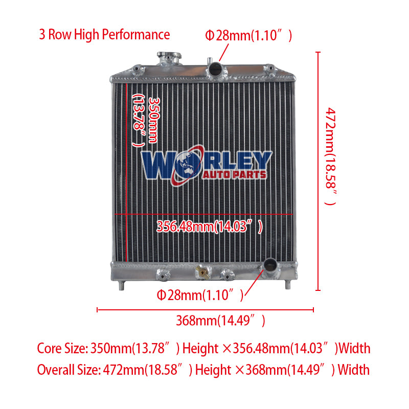Wolrey Aluminum Radiator Fits Honda Civic Del Sol EG EK EH EJ D15 D16 1992-2000 MT 28MM PIPE