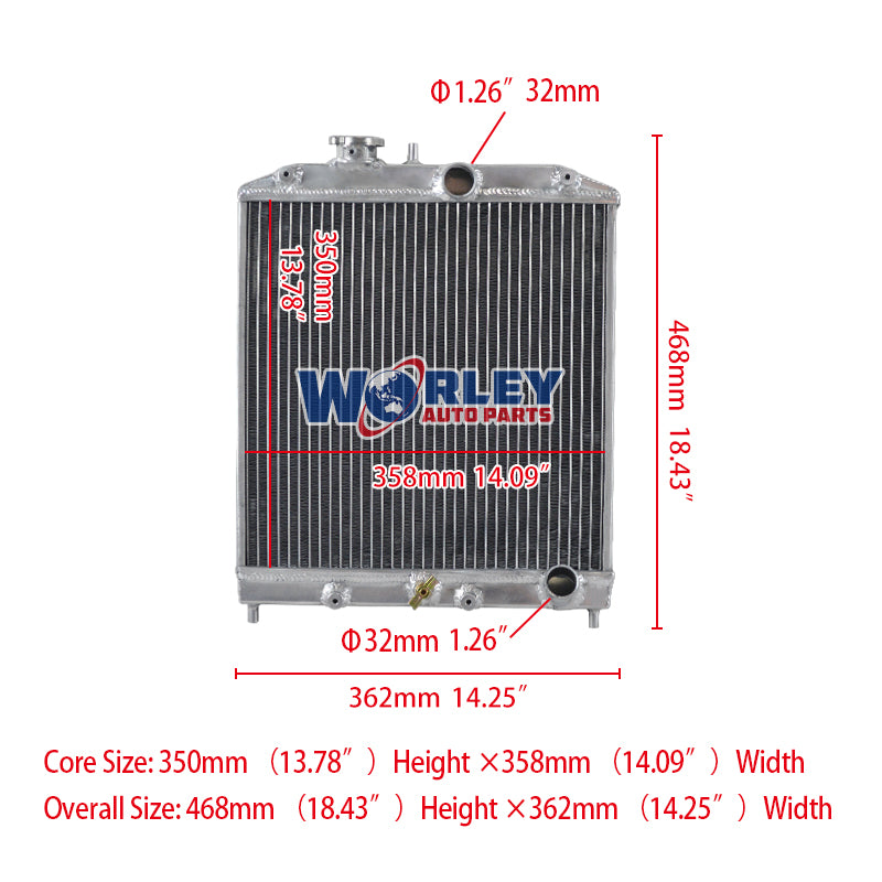 Wolrey Aluminum Radiator Fits  Honda Civic EK EG 1992-2000 MT with 32mm in/out