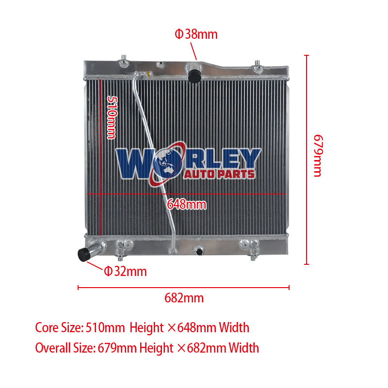 Wolrey Aluminum Radiator Fits Toyota Hiace 2.7L LWB/TRH Petrol AT/MT 2005+ Auto Manual