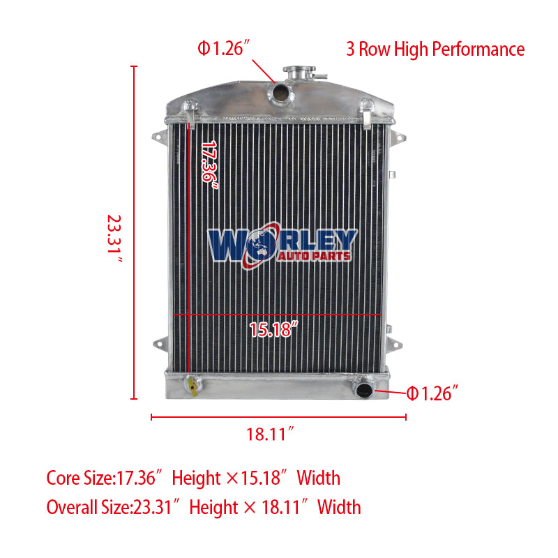 Wolrey Aluminum Radiator Fits Holden FJ FX 1948-1955 1949 1950 1951 1952 1953