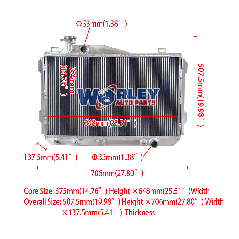 8Wolrey Aluminum Radiator Fit 1981-1986 Toyota Celica Supra 2.8L L6 AT 1982 1983 1984 1985