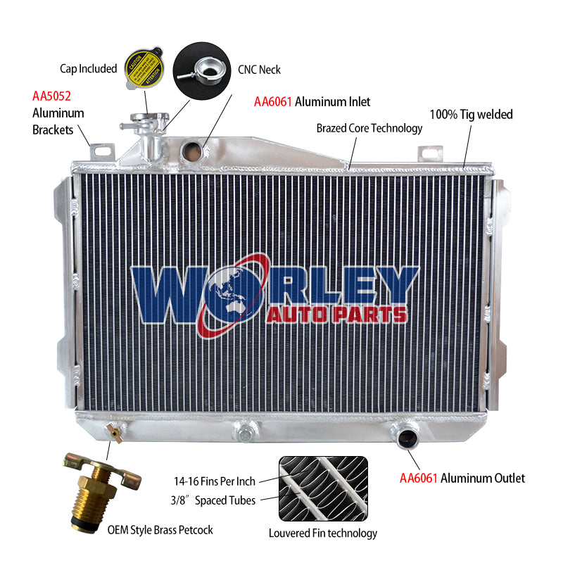 Wolrey Aluminum Radiator Fits Toyota Celica Supra 2.8L MT 1982-1985 1983 1984