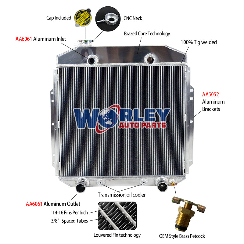 Wolrey Aluminum Radiator Fit 1953-1956 1954 Ford F100 F250 F350 Truck V8 Flathead AT