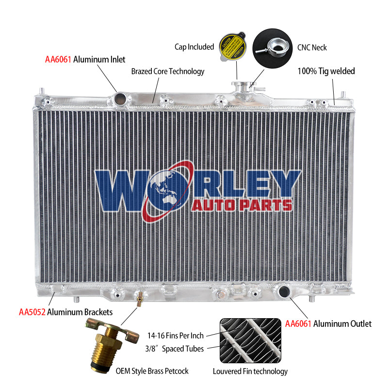 Wolrey Aluminum Radiator Fit Honda 2002-2006 CR-V / 2003-2006 Element 2.4L L4 2004 2005