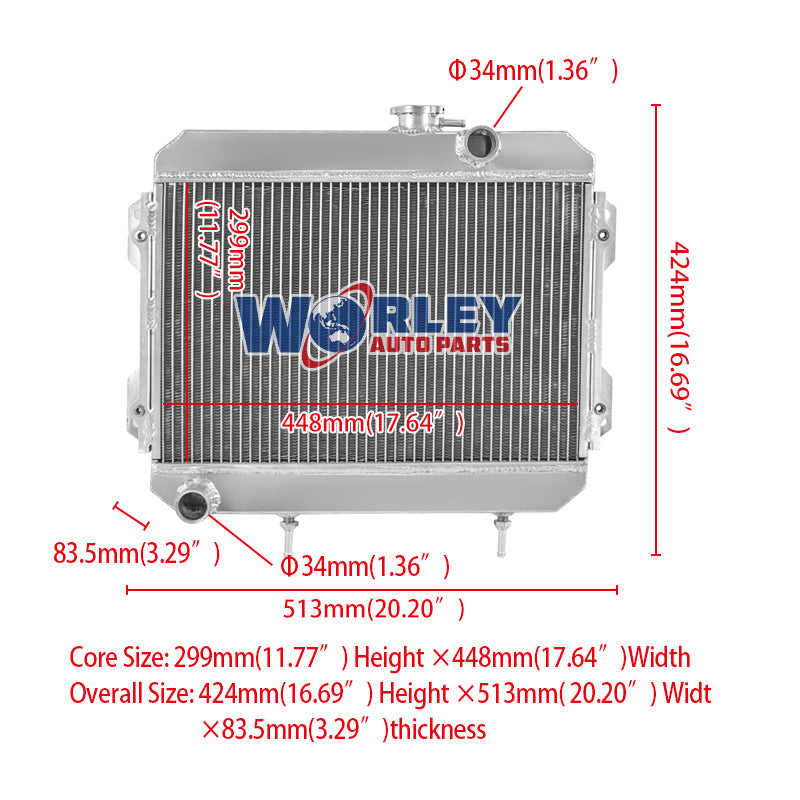 Wolrey Aluminum Radiator Fits 1974-1985 TOYOTA COROLLA KE30 KE38 KE55 KE70 AT 1975 1976 1977 1978 1979 1980 1981 19852 1983 1984