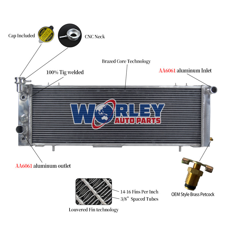 Wolrey Aluminum Radiator Fits Jeep Cherokee XJ 2.5 4.0 1991-2001 AT/MT 1992 1993 1994