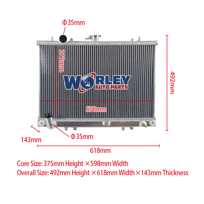 Wolrey Aluminum Radiator Fits Mitsubishi TRITON MK 3.0L 6Cyl V6 10/1996-6/2006 1997 1998 1999 2000 2001 2002 2003 2004 2005
