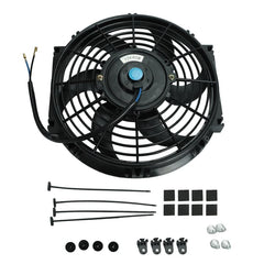 Worley Universal 1/2 PCS Curved Blade Electric Fan 10" inch 12V Volt with Mounting Fan Kit