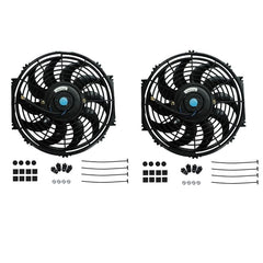 Worley Universal Curved Blade Electric Fan 12" inch 12V Volt with Mounting Fan Kit