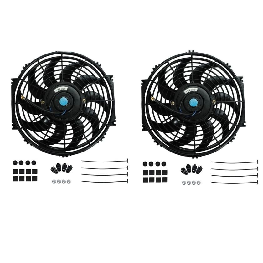 Worley Universal 1/2 PCS Curved Blade Electric Fan 10" inch 12V Volt with Mounting Fan Kit