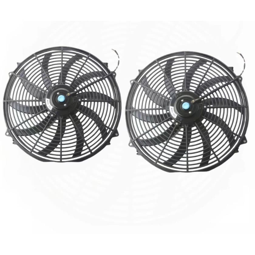 Worley Universal 1/2 PCS Curved Blade Electric Fan 16" inch 12V Volt with Mounting Fan Kit