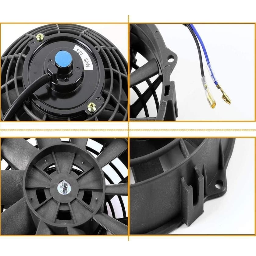 Worley Universal 1/2 PCS Curved Blade Electric Fan 12" inch 12V Volt with Mounting Fan Kit