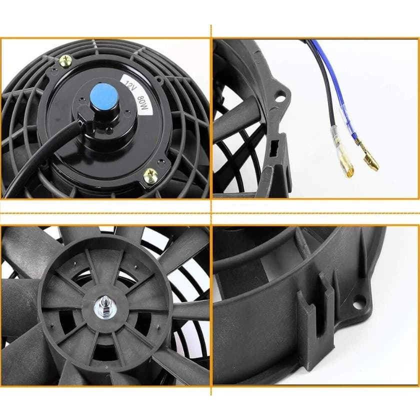 Worley Universal 1/2 PCS Curved Blade Electric Fan 7" inch 12V Volt with Mounting Fan Kit