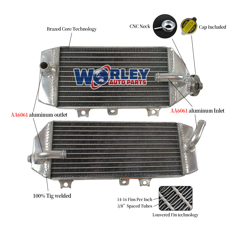 Worley Aluminum Radiator For KAWASAKI KX250F KX 250 F KXF250 2017 2018 2019 2020