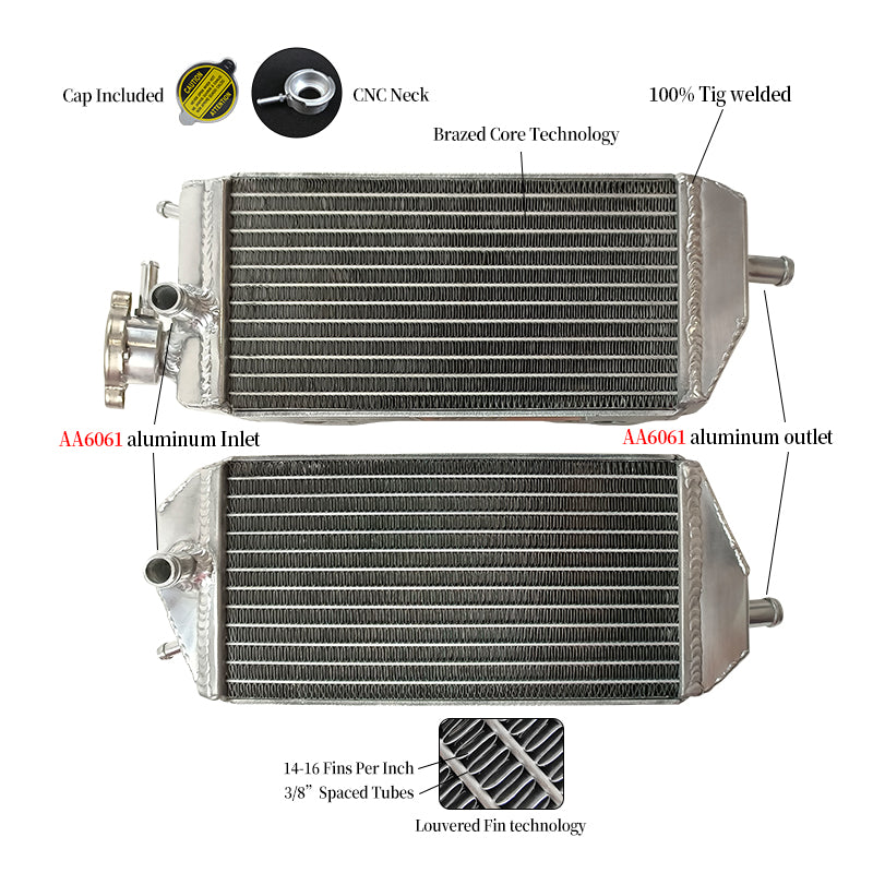 Worley Aluminum Radiator For Gas Gas MX/SM/EC 200/250/300 2007-2017 2008 2009 2010