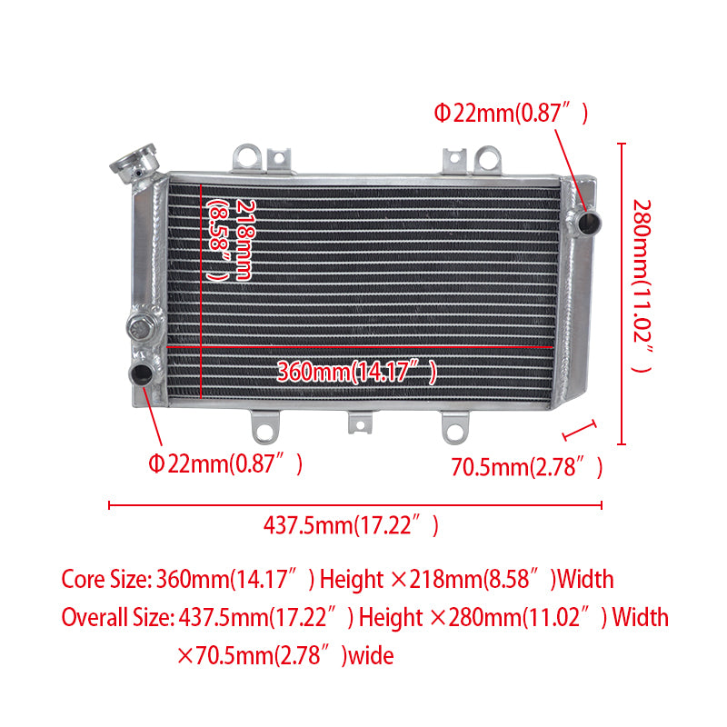 Worley Aluminum Radiator For Yamaha ATV Quad Grizzly 660/YFM660F/2002-2008 YFM66F 4x4
