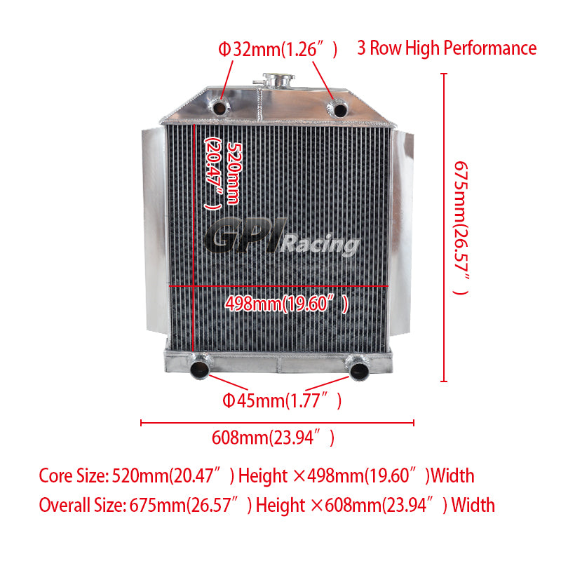 Wolrey Aluminum Radiator Fits  FORD CAR FLATHEAD V8 1949-1953 1950 1951 1952 MT