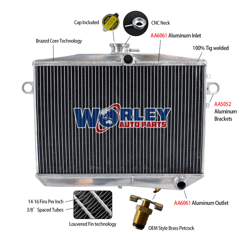 Wolrey Aluminum Radiator Fits Volvo Amazon P1800 B18 B20 engine GT 1959-1970 M/T 1960 1961 1962 1963 1964 1965 1966 1967 1968 1969