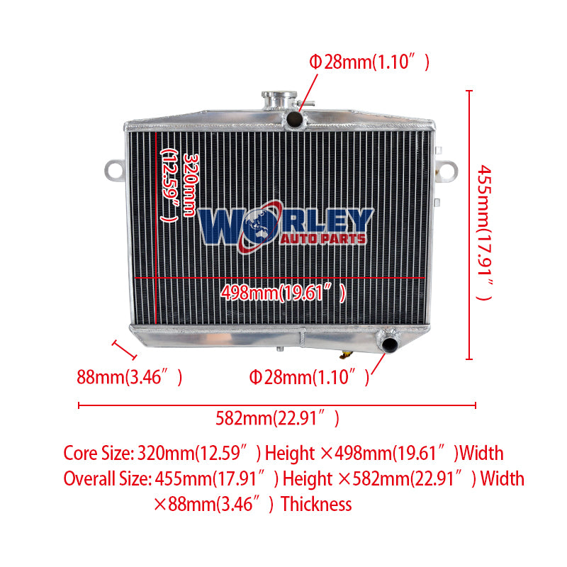 Wolrey Aluminum Radiator Fits Volvo Amazon P1800 B18 B20 engine GT 1959-1970 M/T 1960 1961 1962 1963 1964 1965 1966 1967 1968 1969