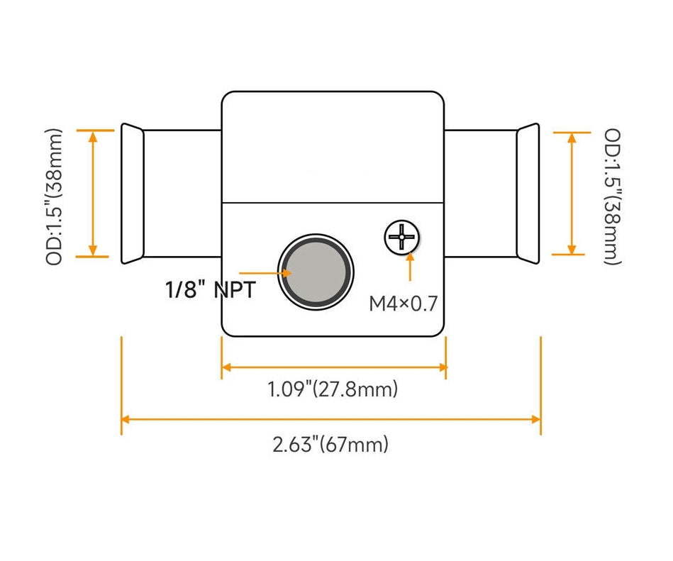 Worley 38mm 1.5" Aluminum Water Temp Temperature Joint Pipe Sensor Gauge Radiator Hose Adapter With 2 Clamps
